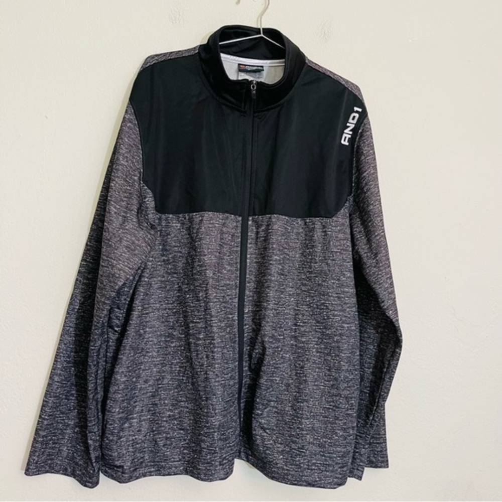 AND1 Long Sleeve Full Zip Thin Jacket Size 2XL Color black/gray